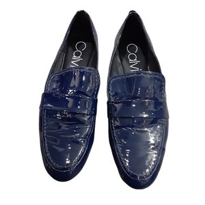 Calvin Klein Blue Shiney Loafer Shoes Size 8
